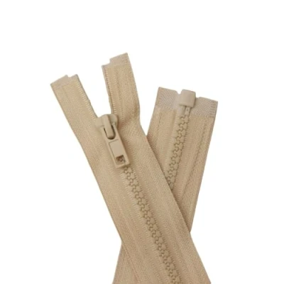 Abbildung von YaHoGa 2 Stück 95 cm Reißverschluss Kunststoff 5mm teilbar Reissverschluss für Jacken Beige