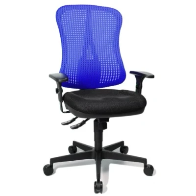 Abbildung von Topstar HE20PBC08 Head Point SY &quot;P4&quot;, ergonomischer Bürostuhl, Schreibtischstuhl, Muldensitz, inkl. Armlehnen, Netzrücken, Stoffbezug schwarz/blau