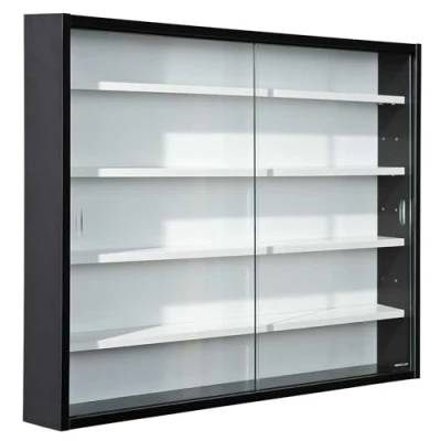 Abbildung von Inter Link Sammlervitrine Hängevitrine Wandregal Glasvitrine Wandvitrine Hängeregal Schaukasten MDF Schwarz/Weiß (80x60x9.5 cm) Collecty Schwarz