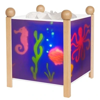 Abbildung von Trousselier Meer Nachtlicht Magische Laterne Ideales Geburtsgeschenk Farbe Holz natur animierte Bilder beruhigendes Licht 12V 10W Glühbirne inklusive EU Stecker