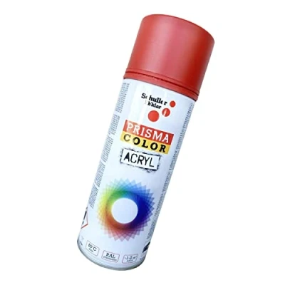 Abbildung von Lackspray Acryl Sprühlack Prisma Color RAL, Farbwahl, glänzend, matt, 400ml, Schuller Lackspray:Feuerrot RAL 3000 Matt