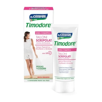 Abbildung von Timodore, Intensive Fersencreme mit reparierender, pflegender und feuchtigkeitsspendender Wirkung, repariert effektiv trockene Fersen, 100% Made in Italy, Dermatologisch Getestet, 75 ml