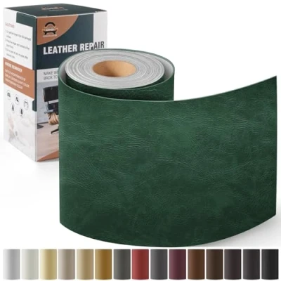 Abbildung von Leder Reparatur Set Neu Grün, OAZ Kunstleder Selbstklebend 10 x 160 cm, Reparaturset Patch Selbstklebende Lederflicken für Autositze Möbel Sofa Taschen