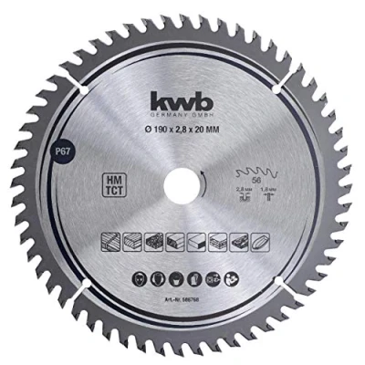 Abbildung von kwb Kreissägeblatt 190 x 20 mm, sehr feiner Schnitt, Sägeblatt geeignet für Arbeitsplatten, Holz und beschichtete Platten