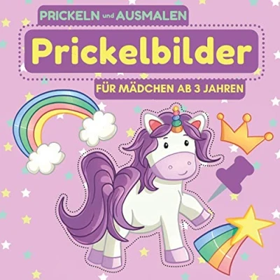 Abbildung von Prickelbilder Für Mädchen ab 3 Jahren. Prickeln und Ausmalen: Prickel Block Motive Kinder: Prinzessin, Tänzerin, Feen, Einhorn viele mehr. Basteln