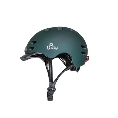 Abbildung von Urban Prime Unisex Erwachsene Helm Schutzhelm mit Front und Rücklicht, Visier, E Bike, Elektro Scooter, grün, 58 61 cm