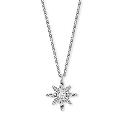 Abbildung von Engelsrufer Damen Halskette aus Sterling Silber mit Stern Motiv Anhänger besetzt 9 Zirkonia Steinen Karabinerverschluss nickelfrei