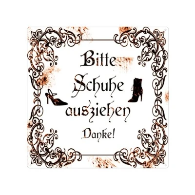 Abbildung von Interluxe 20x20CM Shabby Vintage METALLSCHILD Blechschild Bitte Schuhe AUSZIEHEN Türschild