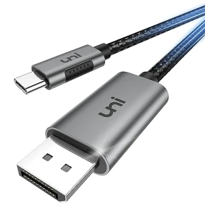 Abbildung von uni USB C zu DisplayPort Kabel (4K@60Hz, 2K@165Hz), 1m/3ft Thunderbolt 3/4 Kabel, Kompatibel für iPhone 15 Pro Max, MacBook Pro, Air, iPad XPS, Surface Book usw.
