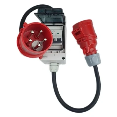 Abbildung von RoadEu CEE Adapter 32A auf 16A mit Phasenwender Starkstrom Stecker Kupplung Leitungsschutzschalter C 1 Meter Verlängerungskabel