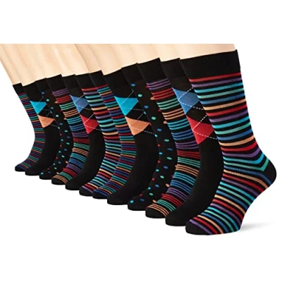 Abbildung von FM London Bamboo Herren Socken 12er Pack, Mehrfarbig (Streifen &amp; Punkte), 39 42