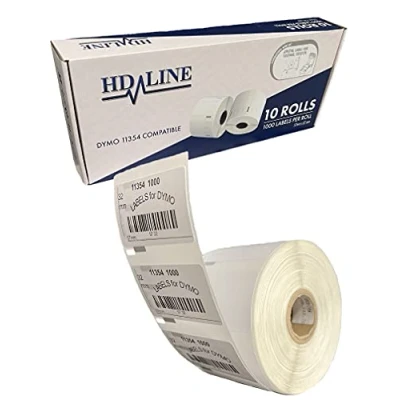 Abbildung von LEYF Dymo Etiketten für Labelwriter 11354 10 Rolle Pack X 1000 St. Je = 10000 Etikette, Selbstklebend, Kompatibel &amp; Seiko Etikettendrucker, 57 32 mm, 10X11354