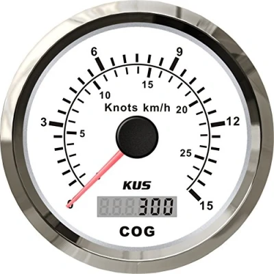 Abbildung von KUS GPS Tachometer Geschwindigkeitsmesser 15Knots 28KM/H Für Boot Yachten 85mm Mit Hintergrundbeleuchtung (Weiß)