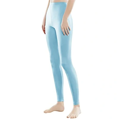 Abbildung von Libella Damen Lange Leggings bunt mit Hohe Taille Slim Fit Fitnesshose Sport aus Baumwolle 4108 Baby Blau S