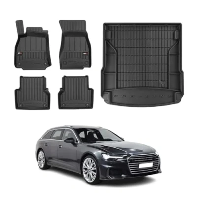 Abbildung von OMAC Fußmatten &amp; Kofferraumwanne Set kompatibel mit Audi A6 C8 Avant 2018 2024 Gummi 5X