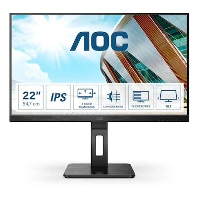 Abbildung von AOC 22P2Q 22 Zoll FHD Monitor, höhenverstellbar (1920x1080, 75 Hz, VGA, DVI, HDMI, DisplayPort, USB Hub) schwarz