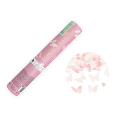 Abbildung von 4X KONFETTI Streamer Kanone Bombe Konfettikannone Gender Reveal Auto schmuck (Rosa Schmetterlinge, 20 cm)