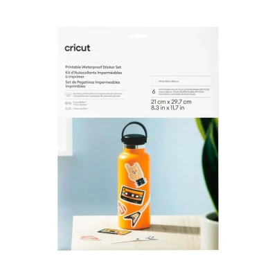 Abbildung von Cricut Wasserbeständiges Stickerset Weiß A4 (6 Blatt)