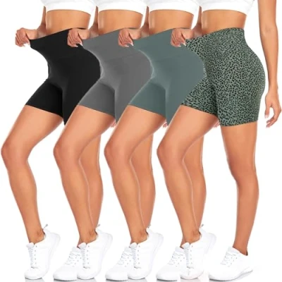 Abbildung von MOREFEEL 4er Pack Radlerhose Damen Kurze Sporthose Shorts Blickdicht High Waist Sommer für Yoga Sport Fitness