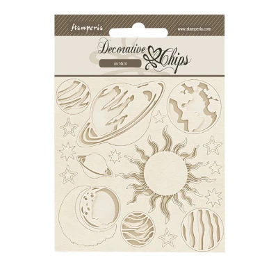 Abbildung von Stamperia Decorative Chips for Scrapbooking, Albums, Card Making, Bullet Journalling and More, Laser Cut Cardboard Shapes, Easy to Glue, Perfect Hobbies, Crafts, Gifting (Fortune Planets)