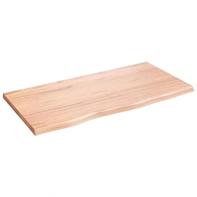 Abbildung von vidaXL Waschtischplatte, Multifunktional Arbeitsplatte mit Naturkante, Waschtischkonsole Tischplatte für Badezimmer, Holzplatte Platte, Hellbraun 80x40x2 cm Massivholz Behandelt