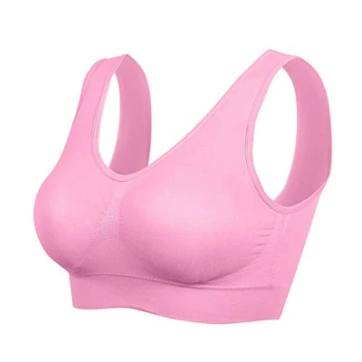 Abbildung von Boolavard ® Sport BH und Wohlfühl Bra Komfort nahtlos in Farbe Weiß Schwarz Beige (XXL: 116 121cm (90C 100A), Baby Rosa)