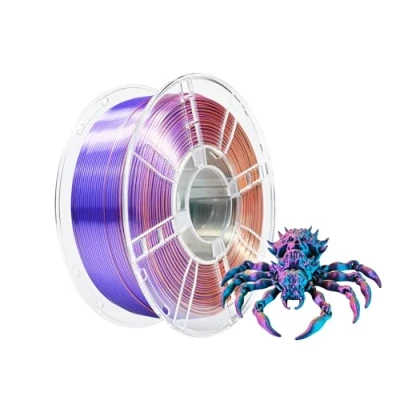 Abbildung von iBOSS Dreifarbiges PLA+ Filament aus Seide, 1,75 mm 3D Drucker PLA Plus +/ 0,02 mm, 1 kg/Spule, Hochglänzende Oberfläche, Seide Grün Lila Kupfer