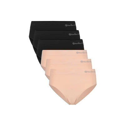 Abbildung von Bamboo Basics 6ER PACK Belle Seamless FULL LOGO Slip, Damen, Größe: 38, Schwarz nude
