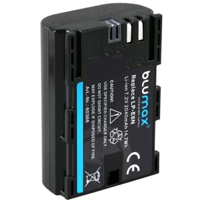 Abbildung von Blumax Akku ersetzt Canon LP E6N LPE6N (echte 2040mAh) mit Infochip kompatibel XC10 XC15 EOS R RA R6 R5 R7 60D 70D 80D 90D 5D Mark I II III IV 6D 7D