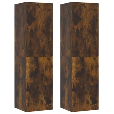 Abbildung von vidaXL TV Wandschrank 2 STK., Schrank Wandmontage, Beistellschrank mit viel Stauraum, Hängeschrank Sideboard Möbel HiFi Schrank, Räuchereiche