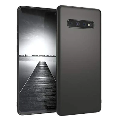 Abbildung von EAZY CASE Handyhülle Silikon mit Kameraschutz kompatibel Samsung Galaxy S10 Plus in schwarz matt, Ultra dünn, Slimcover, Silikonhülle, Hülle, Softcase, Backcover