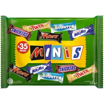 Abbildung von Mars Mixed Minis 710g, Bounty, Snickers, Twix, Mini Schokoriegel Mix, Party Geschenk, 710g