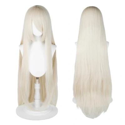 Abbildung von 100cm lange Perücke, universelle Anime Kostüm Cosplay perfekt für Party, täglichen Gebrauch, Festivals und Halloween, ideal TV, Film, Charakter (Platinblond)