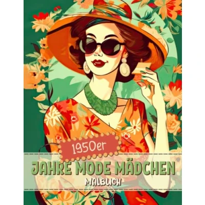 Abbildung von 1950er Jahre Mode Mädchen Malbuch: 50er Vintage Retro Stil Aktivitätsbuch Malvorlagen Für Erwachsene, Jugendliche Und Kinder Lustige ... Männer, Frauen Senioren