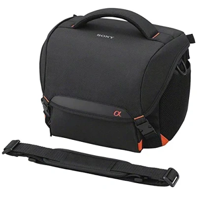 Abbildung von Sony LCSSC8 LCS SC8 gepolsterte Tasche für DSLR Kamera mit Zusatzobjektiv, Schwarz