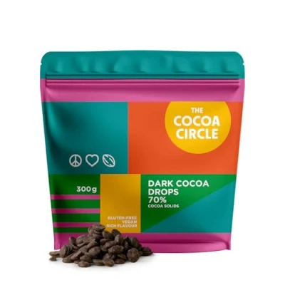 Abbildung von The Cocoa Circle Kakaodrops 300g Single Origin, Vollbohnen Schokolade mit fruchtigen Noten &amp; sanftem Geschmack Ideal für Back Patisserie Kreationen