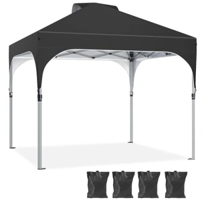 Abbildung von YITAHOME 3X3Meter wasserdichte Pavillon Faltpavillon, Faltbarer Stabil Pop up Outdoor Anti UV Gartenpavillon Höhenverstellbarfür Alle Jahreszeiten Für Märkte Pool Festival, Schwarz
