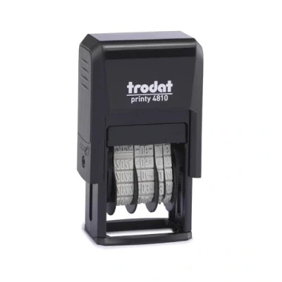 Abbildung von Trodat Printy 4810 Datumstempel für den täglichen Bürobedarf integriertes trodatkissen, 4 Bänder (JJJJ MM TT), ISO, Bänderlaufzeit 12 Jahre, Schrifthöhe 3,8 mm, Abdruck schwarz, CO2 kompensiert