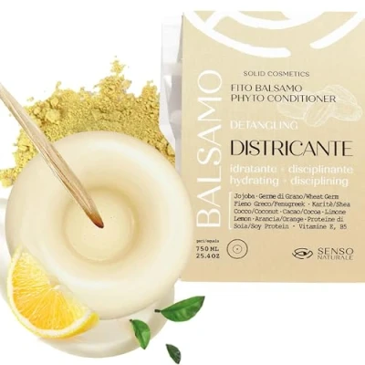 Abbildung von Senso Naturale Fester Conditioner Detangler Ökologisch und Vegan, Repariert Spliss Erleichtert das Haarstyling, 100% Natürlich Plastikfrei, pH 4,04,5