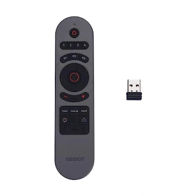 Abbildung von OBSBOT Fernbedienung für die Tiny Serie Webcam2.0, 2, 4K, und UVC zu HDMI Adapter der 2. Generation verwendet.