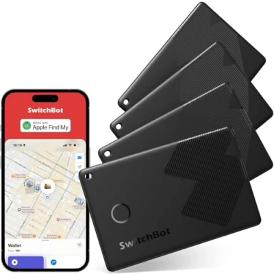 Abbildung von SwitchBot Geldbörsen Tracker Karte 4er Pack, Smart AirTag kompatibel mit Apple Find My(Funktioniert Nicht Android), bis zu 3 Jahre Batterielaufzeit, Wasserdicht IP67