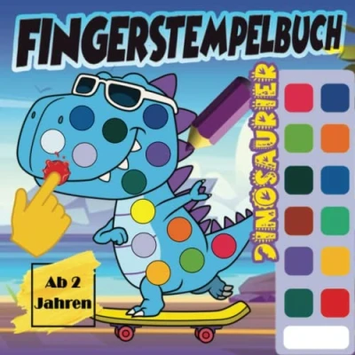 Abbildung von Fingerstempelbuch ab 2 Jahren: Dinosaurier Fingerstempeln, Malen und Basteln. Fingerstempeln für Kinder 2. Fingerfarben Stempelbuch Jungen Mädchen.