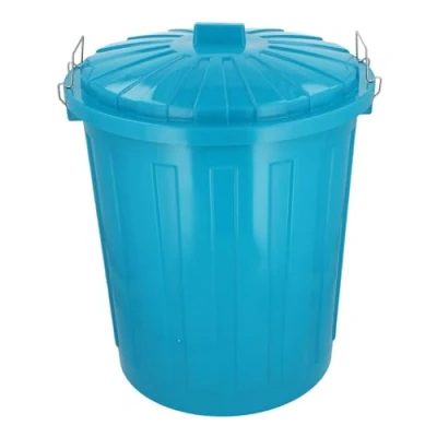 Abbildung von HRB Maxitonne 50 Liter Türkis, Tonne aus stabilem Hartplastik, abnehmbarer Deckel mit Verschlüssen, geeignet für Wäsche, Spielzeug oder als Mülleimer Küche