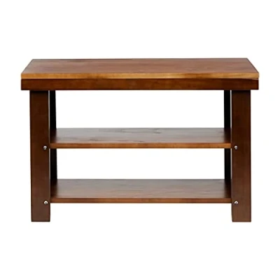 Abbildung von Amazon Basics Schuhablagebank aus massivem Kiefernholz Braun, 70 x 26 45 cm