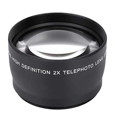 Abbildung von Teleconverter 58Mm, Teleobjektiv 58mm Tele Vorsatzlinse Kamera 2 fache Vergrößerung Universeller HD Telekonverter mit Beuteltasche für Kamerazubehör