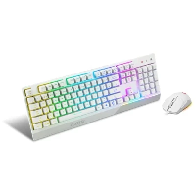 Abbildung von MSI Vigor GK30 Combo Weiße Gaming Tastatur (UK Layout) + Maus Bundle Mech Membran Schalter, 6 Zonen RGB Beleuchtungstastatur, Dual Beleuchtungsmaus, 5000 DPI optischer Sensor,