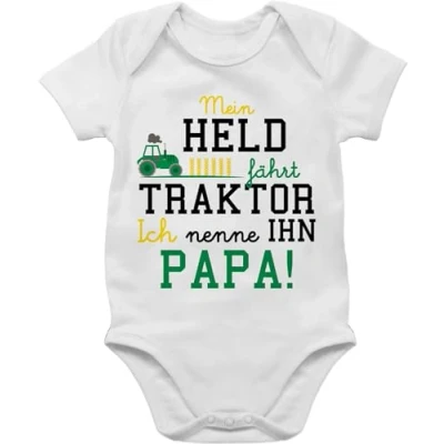 Abbildung von Baby Body Junge Mädchen Traktoren Mein Held fährt Traktor 3/6 Monate Weiß landwirt babystrampler geburt geschenk strampler trecker mit sprüche babykleidung landwirtschafts bester papa