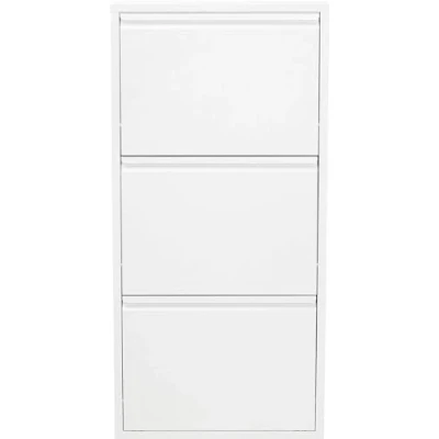 Abbildung von Kare Design Schuhschrank Caruso Weiß, Metall, mit 3 Klappen, Schuhablage für 6 Paar Schuhe, schmal, platzsparend, hoch, Schuhregal, Eingangsbereich, 103x50x15 cm (H/B/T)