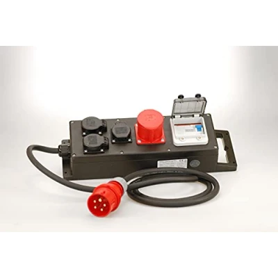 Abbildung von Ehmann PROFI Verteiler Block mit FI Schalter, Made in Germany, 4 Ausgänge (1 x CEE 16 A, 3 230 V ), 2m Zuleitung H07RN F 5G 2,5mm², IP54, K2, BGI GUV I608