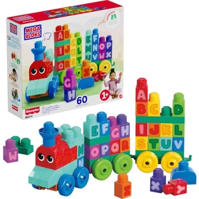Abbildung von Mega Bloks Spielbausteine ABC Lernzug, (60 St)